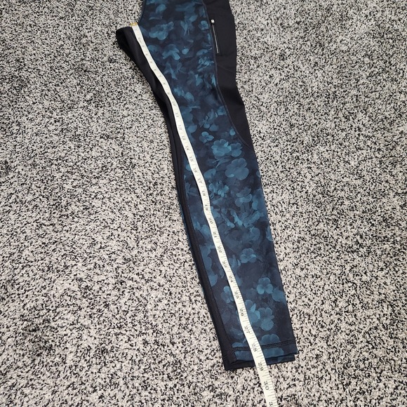 Athleta Frost Hi Traverse Leggings Hi Rise Black Green Floral Fairy Pockets Sz S - Picture 6 of 9